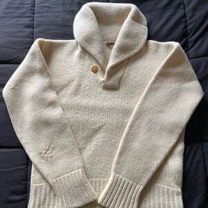 Women’s 1920s Cream Shawl Collar Sweater S/XS